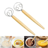 Danish Dough Whisk – Stainless Steel Bread Dough Mixer with Wooden Handle