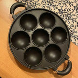 7-Hole Cast Iron Omelette & Cake Pan – Non-Stick Breakfast Egg Cooker