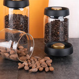 Coffee Beans Vacuum Sealed Tank – Transparent Glass Airtight Food Storage Jar with Air Extraction Lid