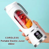 NEW 450ml Portable Electric Juicer – Mini USB Travel Blender for Smoothies & Fresh Juice