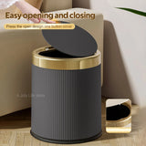 Light Luxury Press Trash Can with Lid β Stylish Wastebasket with Removable Inner Bucket for Office, Living Room & Bathroom