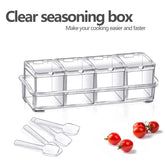 4-Piece Clear Kitchen Seasoning Box – Acrylic Condiment Storage Container with Cover & Spoon