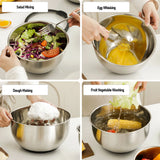 Stainless Steel Mixing Bowls with Lids & Graters – Kitchen Storage Set