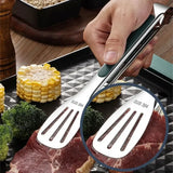 Non-Slip Stainless Steel Food Tongs – Meat, Salad & BBQ Cooking Clip