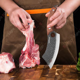 WXCOO Hand-Forged Chef Knife – 5Cr15MoV Stainless Steel BBQ & Kitchen Cleaver with Wooden Handle