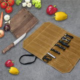 Canvas Knife Roll Bag – Portable Waterproof Chef Knife Storage with 7 Slots