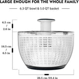 LMETJMA 6.3 QT Salad Spinner – One-Handed Easy Press Lettuce & Vegetable Dryer