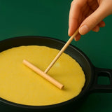 T-Shaped Bamboo Pancake Spatula – Round Head Wooden Cooking Tool