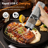 Electric Salt & Pepper Grinder – Stainless Steel USB Rechargeable Adjustable Spice Mill