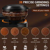 Automatic Burr Mill Coffee Grinder – 28 Adjustable Grind Settings for Espresso & French Press