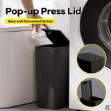 Bathroom Trash Can-10L Small Garbage Can with Press Top Lid for Toilet,Bedroom,Living Room โ Plastic Wastebasket with Pop-up Lid