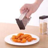 Transparent Spice Jar Set – 6 Jars with Rack, Colorful Lid Kitchen Condiment Storage