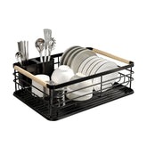 Single Tier Dish Drying Rack – Steel Bowl Organizer with Utensil Holder