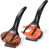 2 in 1 Grip & Flip Spatula Tongs – Nylon Non-Stick Egg & Pancake Flipper