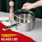 MICHELANGELO Saucepan Set – Nonstick Stainless Steel Pots with Lids, Tri-Ply Bottom, Induction Safe