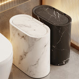Bathroom Trash Can with Lid – Plastic Marble & Wood Pattern Wastebasket for Home, School & Office