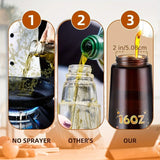 16oz / 470ML Light-Blocking Brown Oil Sprayer – 2-in-1 Olive Oil Dispenser Bottle