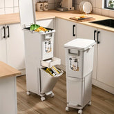 29L/32L Large Dual-Compartment Trash Can – Foot Pedal Plastic Bin with Dry & Wet Separation