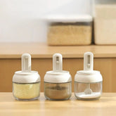 1/3 Pcs Glass Seasoning Bottle with Telescopic Spoon – Leak & Moisture-Proof Kitchen Storage