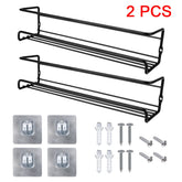 Kitchen Organizer 2 Pcs Metal Hanging Racks – Wall-Mounted Spice Jar Storage Shelf