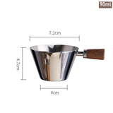 90ml/3oz Espresso Measuring Cup with Wood Handle – Stainless Steel Coffee Pouring & Measuring Tool
