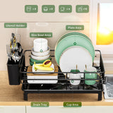 Kitchen Dish Draining Rack – Countertop Storage Rack with Cutlery & Cup Holder