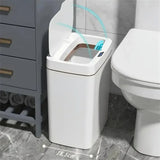 White Touchless 15L Smart Sensor Trash Can – Automatic Bagging Electronic Bathroom Garbage Bin