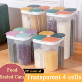 Kitchen Cereal Storage Box – 4-Grid Sealed Food Container for Grains & Pasta