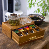 Wood Tea Bag Organizer – Multi-Compartment Tea Box for Home, Office & Kitchen Countertop