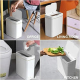 White Touchless 15L Smart Sensor Trash Can – Automatic Bagging Electronic Bathroom Garbage Bin