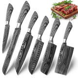 MYVIT Laser Pattern Chef Knife – 5/7/8 Inch Santoku & Meat Cleaver for Fish, Meat & Vegetables