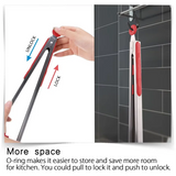 LMETJMA Stainless Steel Cooking Tongs – Heat Resistant BBQ Tongs with Silicone Tips & Stand