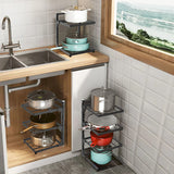 Adjustable Kitchen Shelf – 2-4 Tier Space-Saving Pot & Kitchenware Rack