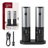 Automatic Salt & Pepper Grinder Set – USB Rechargeable Stainless Steel with Adjustable Coarseness