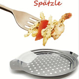 Stainless Steel Spaetzle Maker Lid with Scraper – Traditional German Egg Noodle Maker