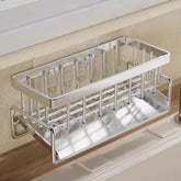 Kitchen Sponge Holder & Sink Drain Rack – Stainless Steel Soap & Towel Organizer