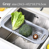 Retractable Kitchen Sink Storage Rack – Adjustable Soap, Sponge & Vegetable Drain Basket