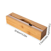Bamboo Kitchen Wrap Dispenser with Foil & Cling Film Cutter – Wooden Storage Holder