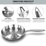Durable Non-Stick Stainless Steel Wok 28cm | Even Heating Stir Fry Pan