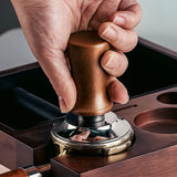 51mm / 53mm / 58mm Beech Wood Espresso Coffee Tamper – Spring Loaded Balanced Force Barista Tool