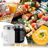 Black and White 2pcs Salt and Pepper Shaker Set – 4.4oz Vintage Glass Seasoning Shakers for Home