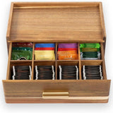 Wood Tea Bag Organizer – Multi-Compartment Tea Box for Home, Office & Kitchen Countertop