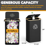 26 Gallon (100L) Kitchen Storage Bucket – With Lid & Reusable Inner Bag for Bottles, Cans, and Plastic Waste