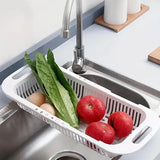 Retractable Kitchen Sink Storage Rack – Adjustable Soap, Sponge & Vegetable Drain Basket