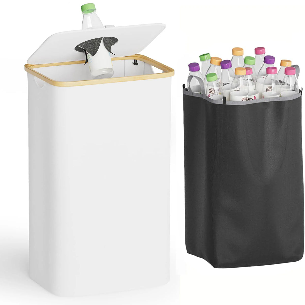 26 Gallon (100L) Kitchen Storage Bucket – With Lid & Reusable Inner Bag for Bottles, Cans, and Plastic Waste