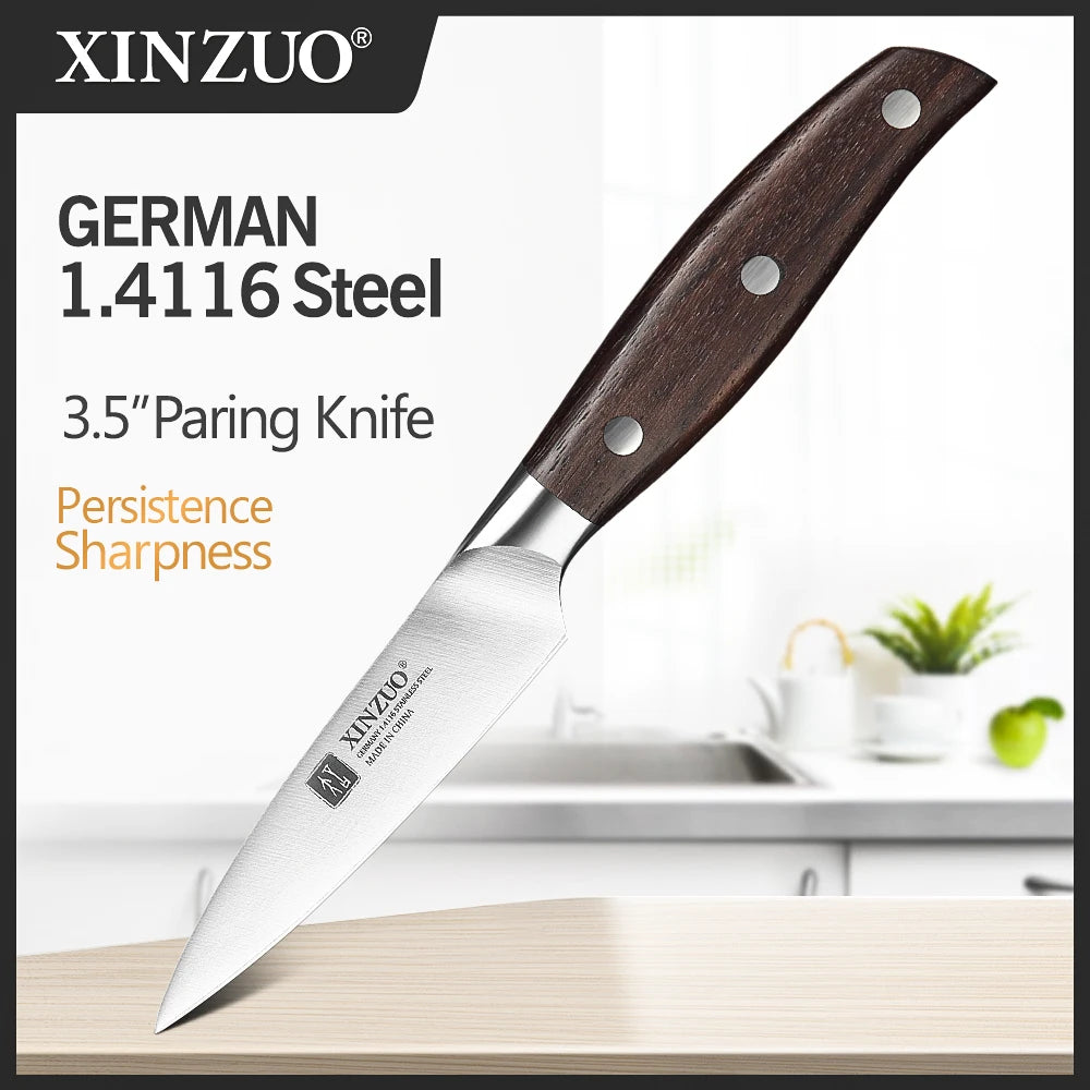 XINZUO Zhi Series 5-Piece Kitchen Knife Set – German 1.4116 Steel with Red Sandalwood Handles