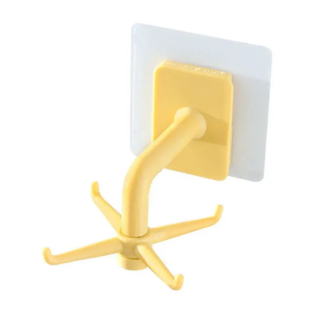 360° Rotatable Kitchen & Bathroom Hook Organizer – Nail-Free Wall and Cabinet Hanger