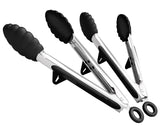 LMETJMA Stainless Steel Cooking Tongs – Heat Resistant BBQ Tongs with Silicone Tips & Stand
