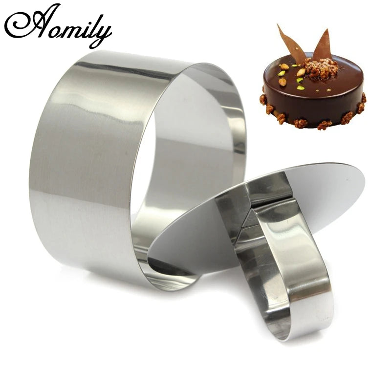 Aomily DIY Fondant & Mousse Cake Mold – Stainless Steel Round Cutter & Slicer