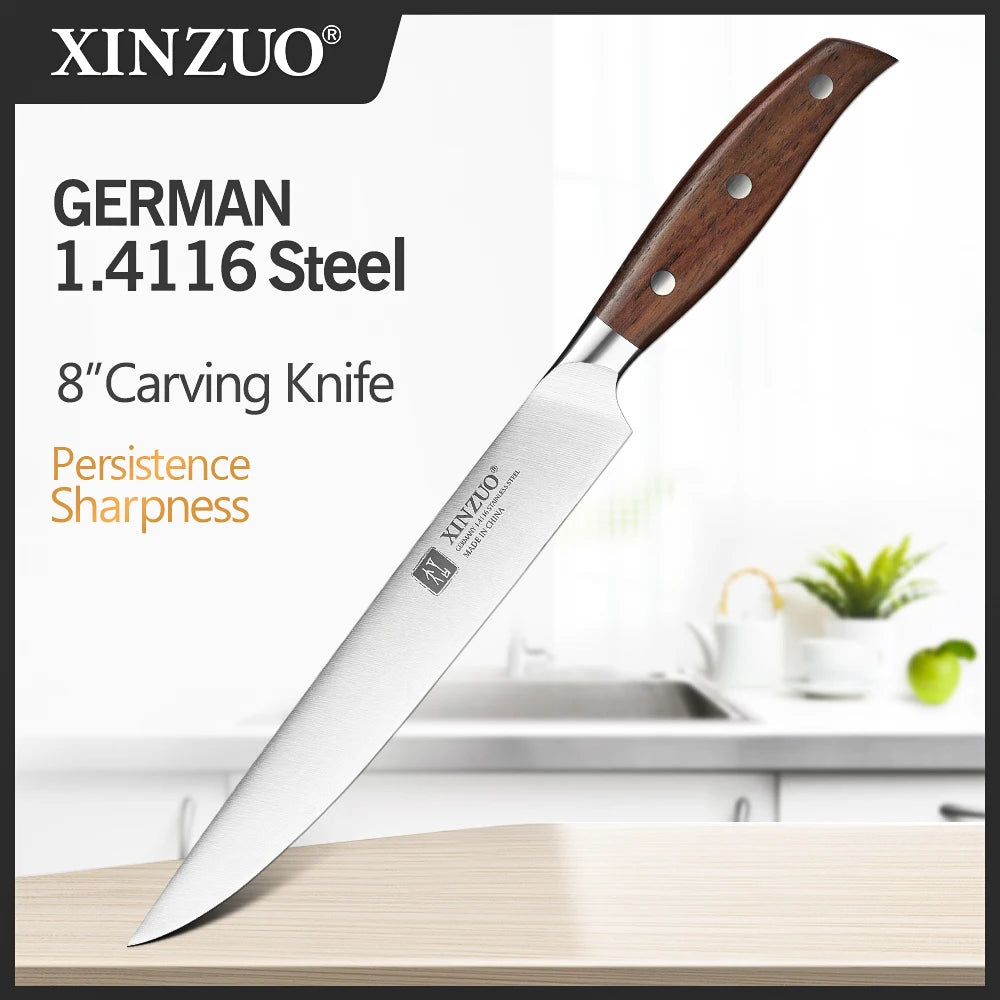 XINZUO Zhi Series 5-Piece Kitchen Knife Set – German 1.4116 Steel with Red Sandalwood Handles